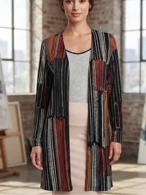 SOFT WORKS Multicolor Open Front Striped Cardigan Size Small